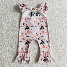 Load image into Gallery viewer, Baby girls Halloween boo floral rompers
