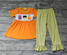 Load image into Gallery viewer, Baby Girls halloween Boo ruffle pants sets
