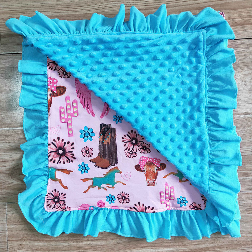 Baby kids western hotpink boots blankets