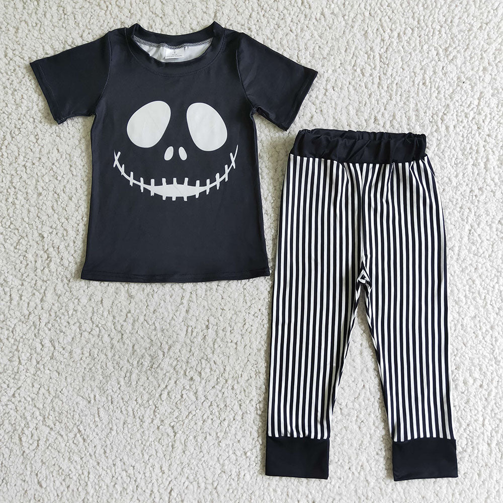 Halloween baby boys face black pants clothes sets