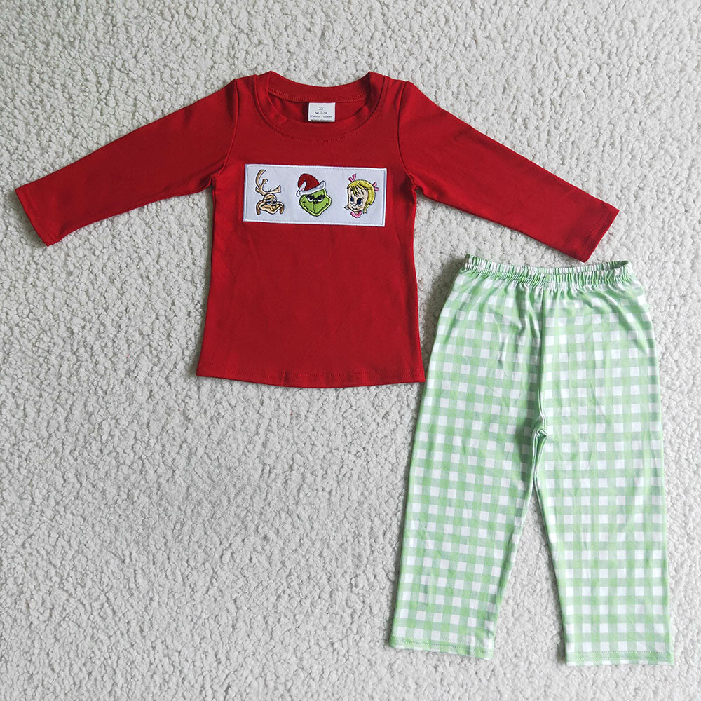 Baby boys Christmas green plaid pants clothes