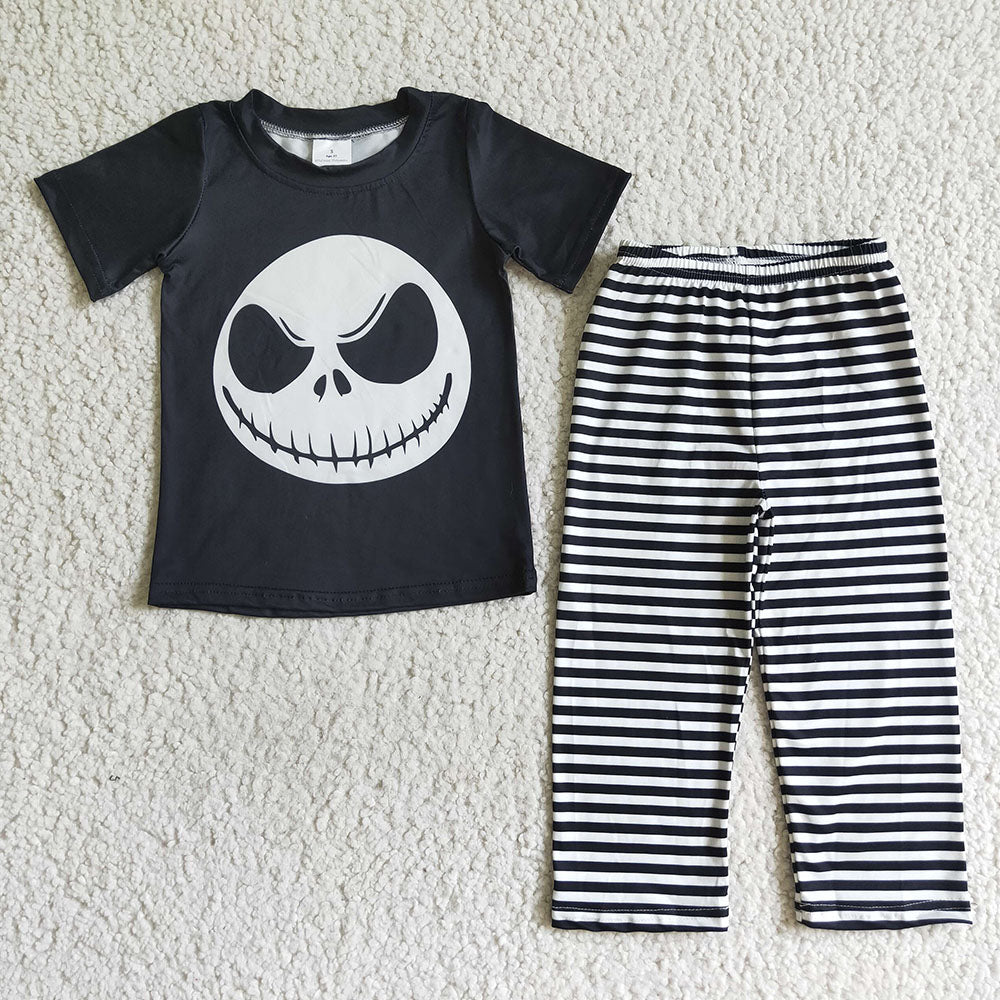 baby boys Halloween face black pants clothes sets