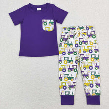 Load image into Gallery viewer, Baby Boys Mardi Gras Pocket Top Tractor Pants Clothes Sets
