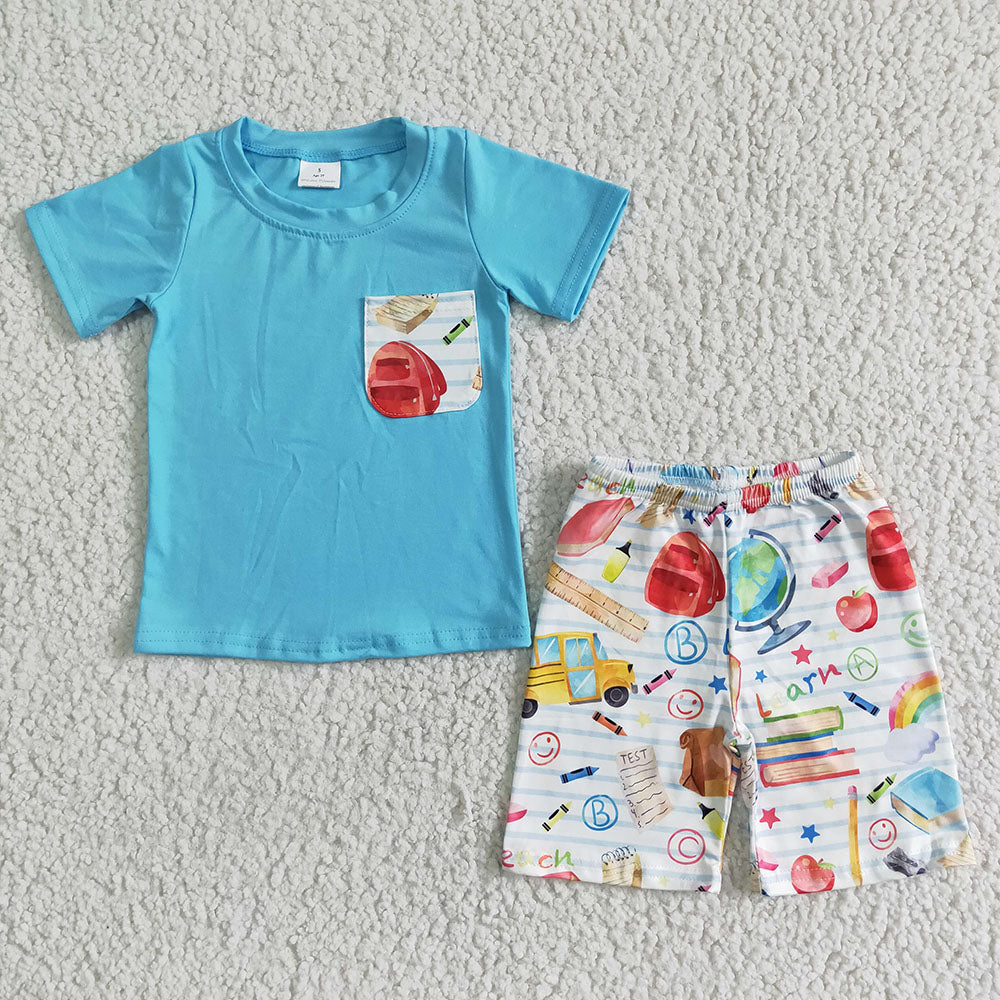 Baby boys back to school shorts sets
