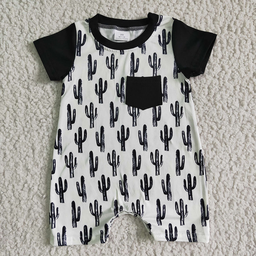 Baby boys summer cactus black rompers