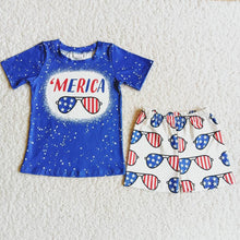 Load image into Gallery viewer, 4th of July Merican glass shorts sets
