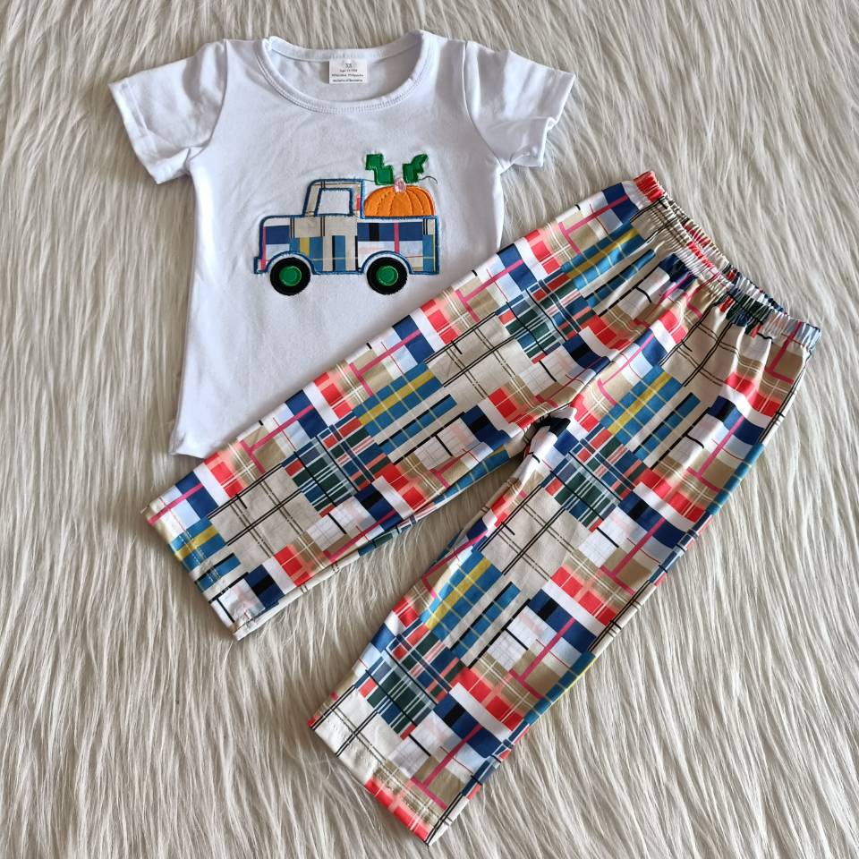 Boys Pumpkin Tractor pants sets