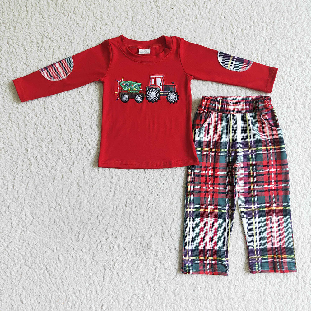 Baby boys Christmas tractor pants clothes sets
