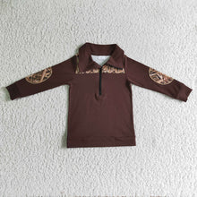 Load image into Gallery viewer, Baby boys brown camo long sleeve pullovers Tops
