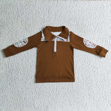 Load image into Gallery viewer, Baby boys western brown cow skull pullover tops
