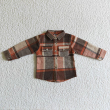 Load image into Gallery viewer, Baby kids orange plaid pocket shirts
