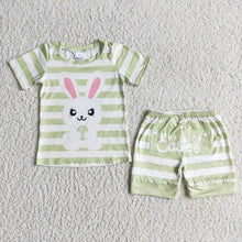 Load image into Gallery viewer, Easter green stripe shorts sets

