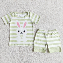 Load image into Gallery viewer, Easter green stripe shorts sets
