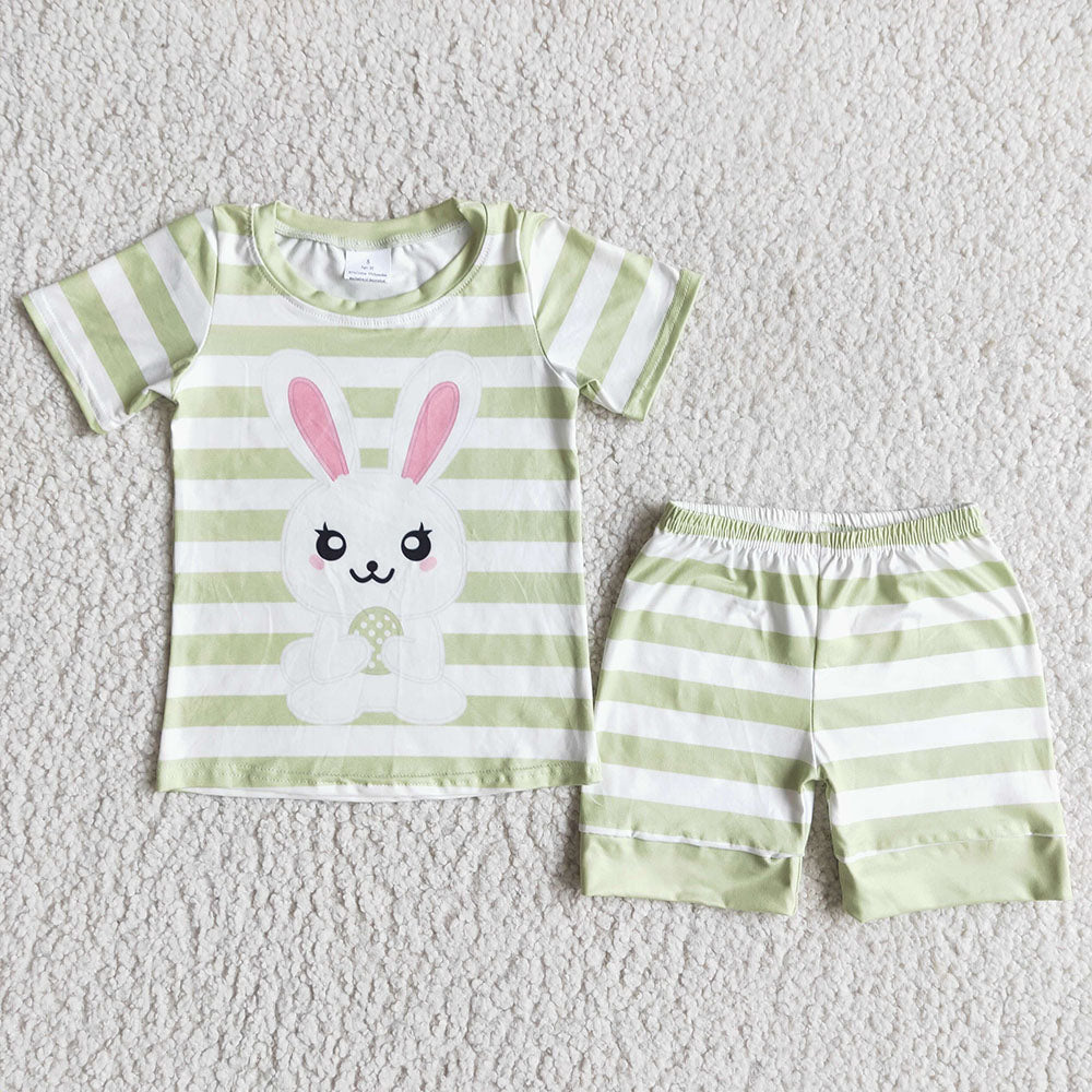Easter green stripe shorts sets