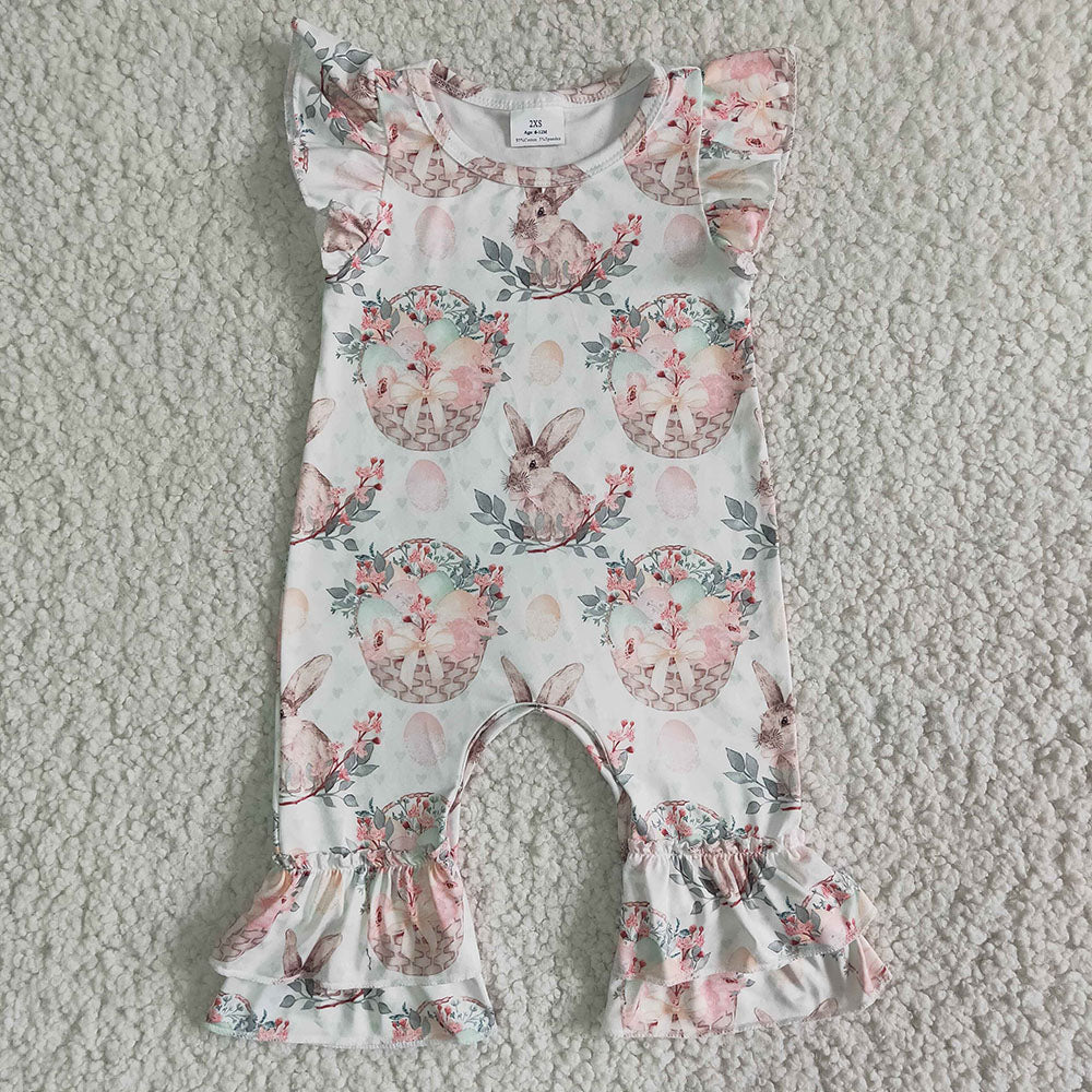 Baby girls easter ruffle bunny holiday rompers