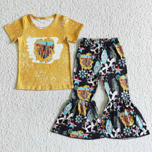 Load image into Gallery viewer, Baby Girls western cactus bell pants clothing sets
