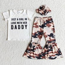 Load image into Gallery viewer, Just a little girl in love with her daddy camo sets(can choose headband here)
