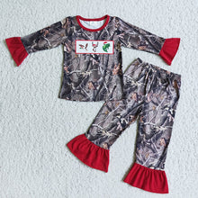 Load image into Gallery viewer, Baby Girls camo hunting ruffle winter Christmas pajamas sleepwear
