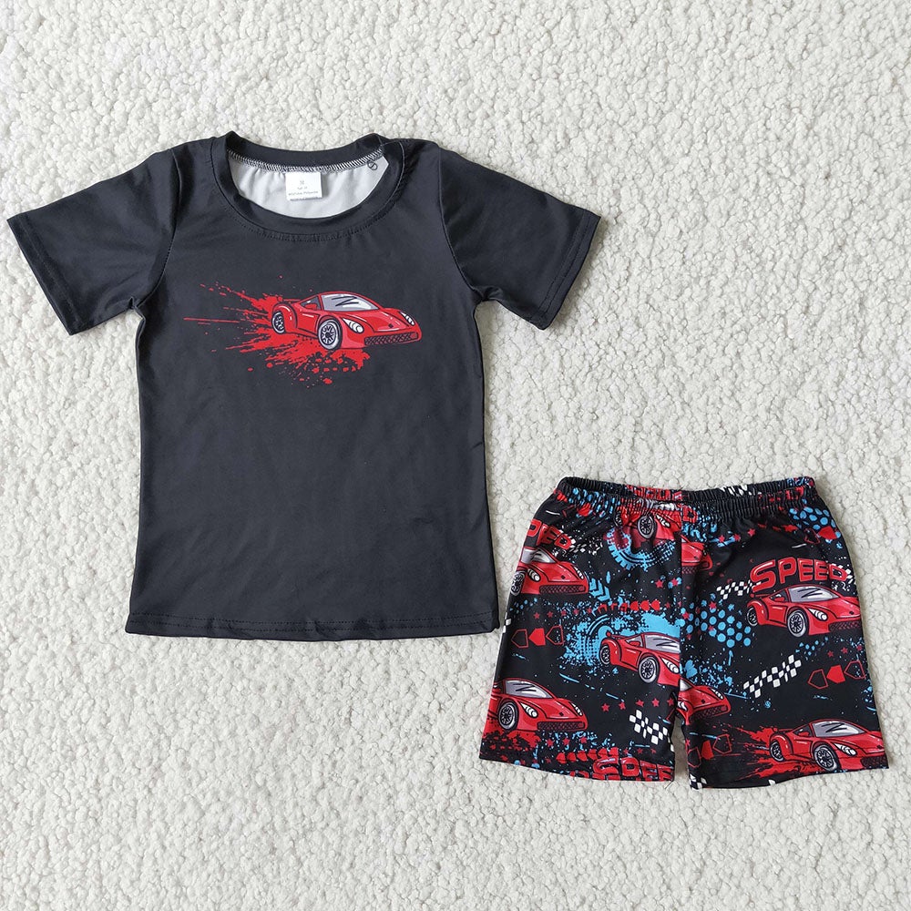 Baby boys cartoon car summer shorts sets