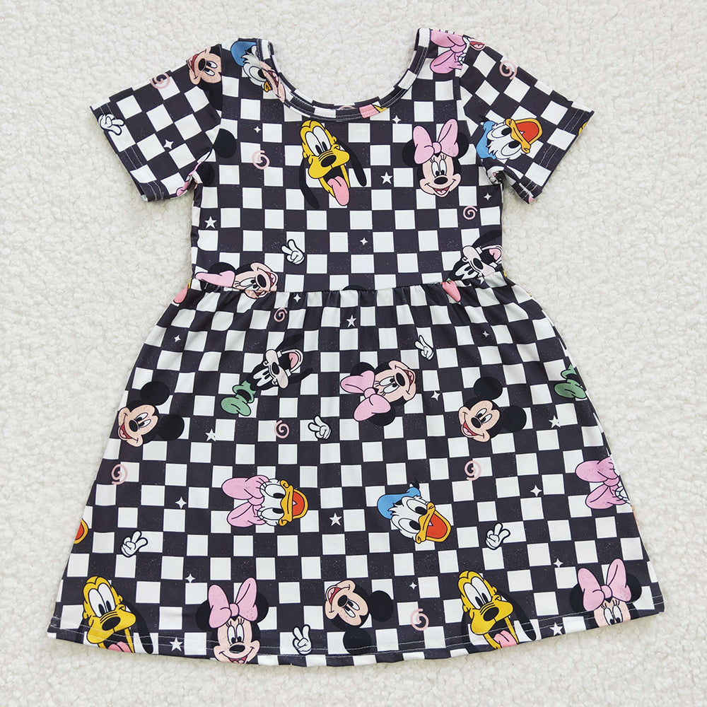Baby Girls Black Cartoon Knee Length Dresses