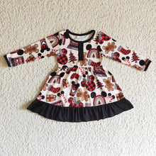 Load image into Gallery viewer, Baby Girls Brown Cartoon Knee Length Dresses

