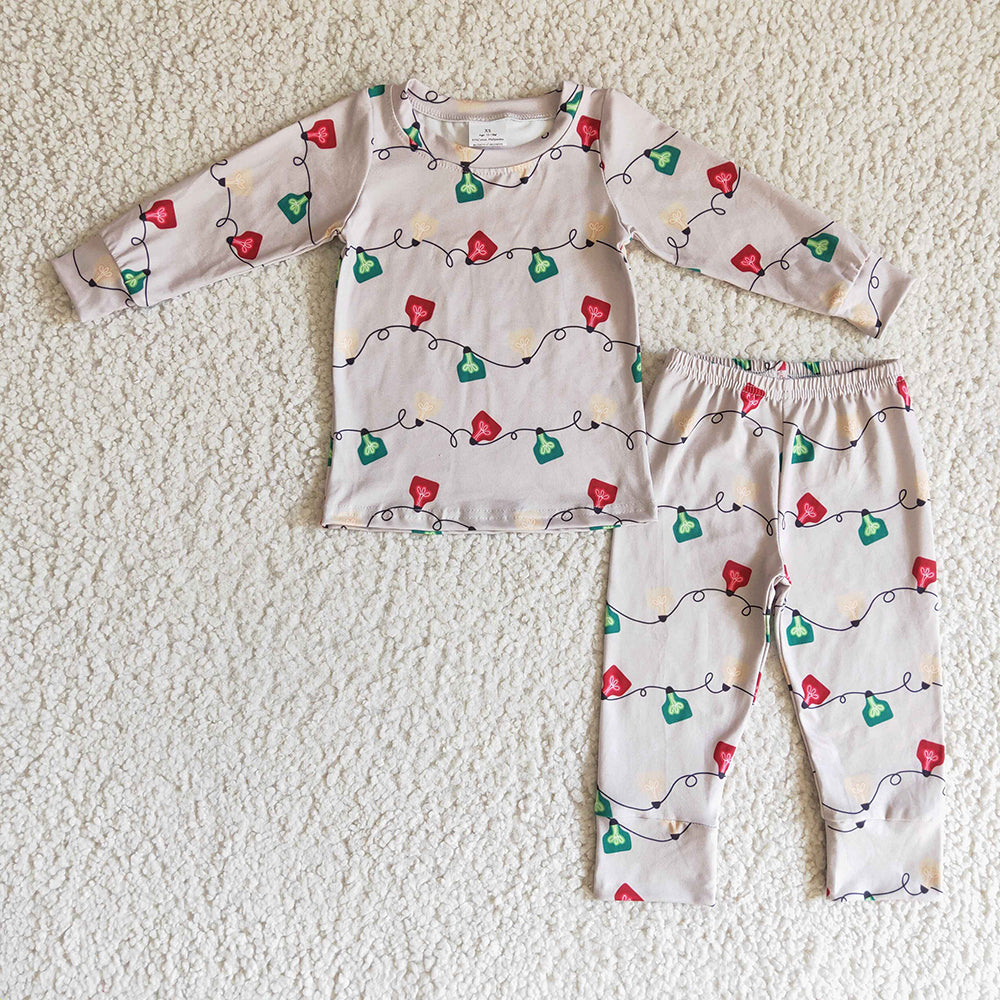 baby kids Christmas lights pajamas clothing sets