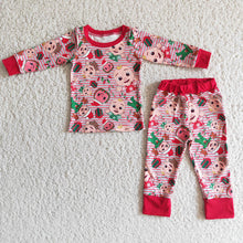 Load image into Gallery viewer, Baby boys red stripe cartoon pajamas
