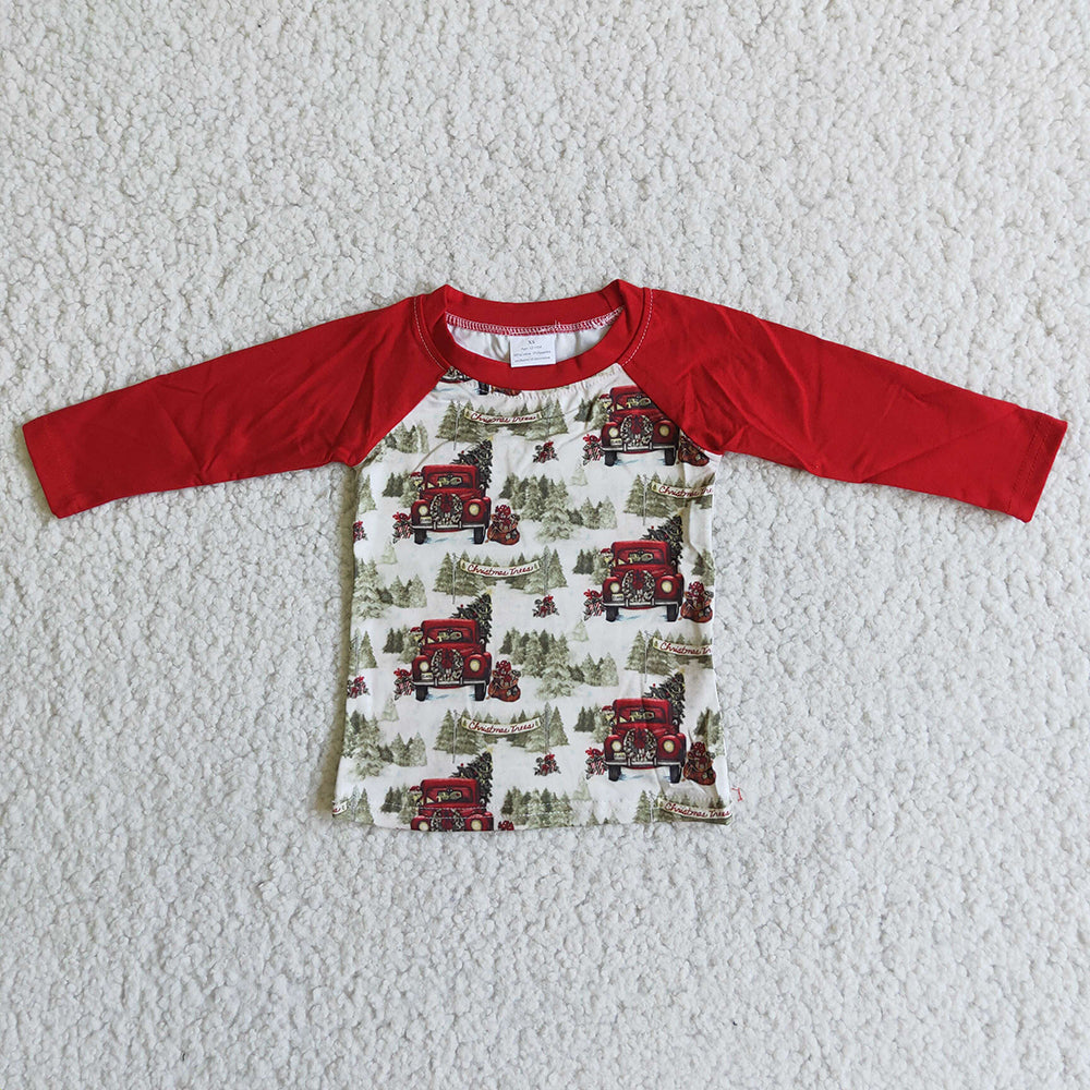 Boys Christmas tree tractor shirts