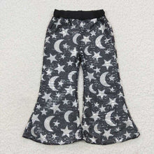 Load image into Gallery viewer, Baby Girls Black Moon Bell Bottom Pants
