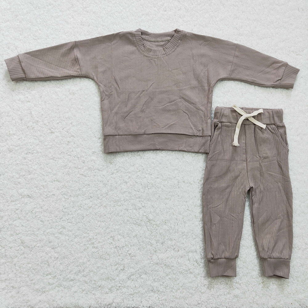 Baby Boys Light Brown Cotton Ribbed Spring Pants Sets