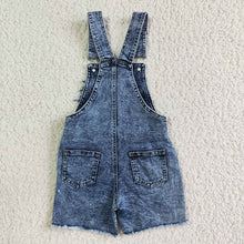 Load image into Gallery viewer, baby girls cow western denim summer shorts overalls
