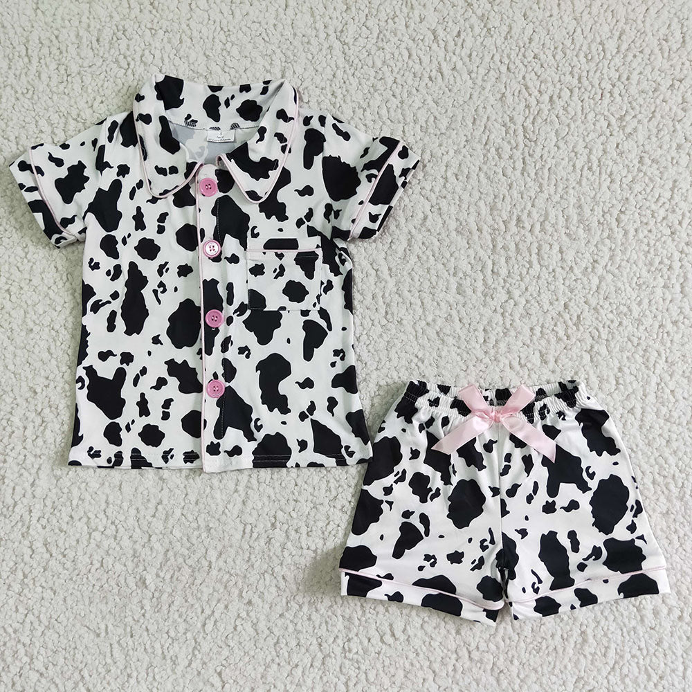 Baby girls cow print pajamas sleepwears