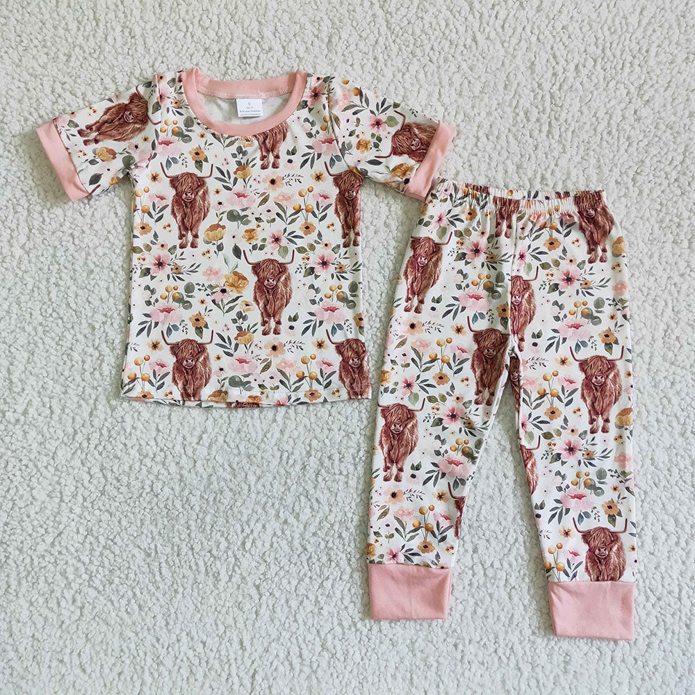 Baby Girls western cow pants pajamas clothing sets