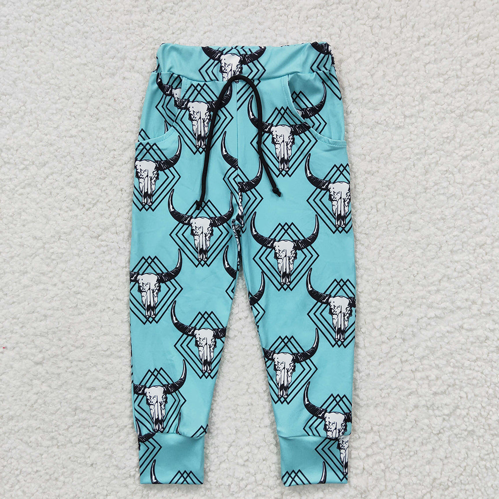 Baby Boys Western Blue Cowskull Pants
