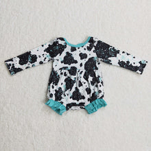 Load image into Gallery viewer, Baby cow blue leopard rompers
