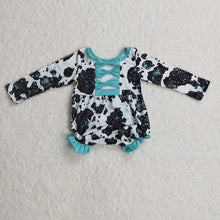 Load image into Gallery viewer, Baby cow blue leopard rompers
