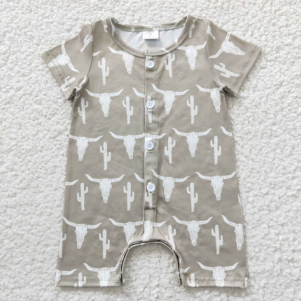 Baby Boys Cow Skull Summer Rompers
