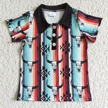 Load image into Gallery viewer, Baby Boys western cow stripe buttons shirts
