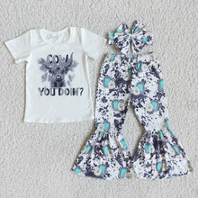 Load image into Gallery viewer, Grey cow ftie dye bell sets(can choose headband here)
