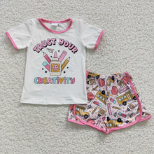 Load image into Gallery viewer, Baby Girls Back To School Shirt Shorts Shorts Sets
