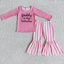 Load image into Gallery viewer, Valentines pink stripe pants sets
