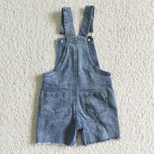 Load image into Gallery viewer, baby girls blue denim summer shorts overall(A)
