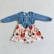 Load image into Gallery viewer, Baby girls bow ghost Halloween dresses
