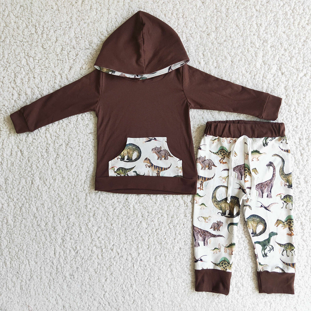 Baby boys dinosaur hoodie pants fall sets