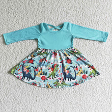 Load image into Gallery viewer, Baby girls christmas dinosaur twirl dresses
