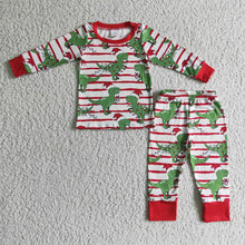 Load image into Gallery viewer, Baby kids Christmas dinosaur pajamas sets
