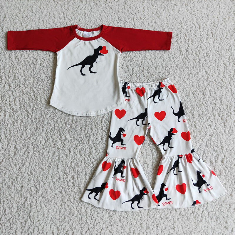 Valentines Dinosaur bell pants sets-Promotion