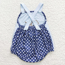 Load image into Gallery viewer, Baby Boys 4th of July Dog Blue Rompers
