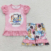 Load image into Gallery viewer, Baby Girls Back To School Dogs Shorts Clothes Sets
