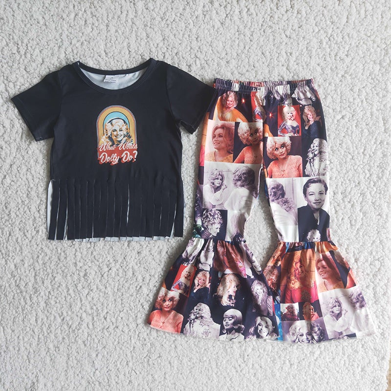 baby girls singer tassel bell pants set